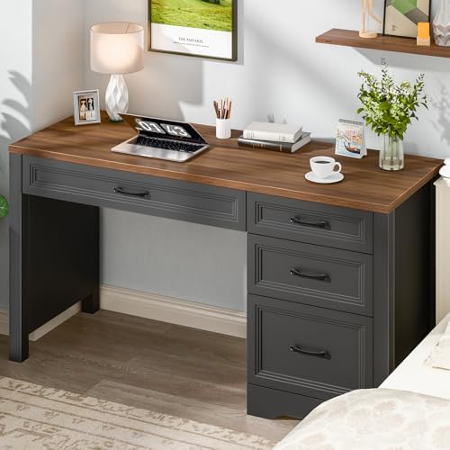 Vabches Farmhouse Executive Desk with Storage and Ample File Drawer, Rustic Large Home Writing Desk for Bedroom, Dark Brown - Image 3