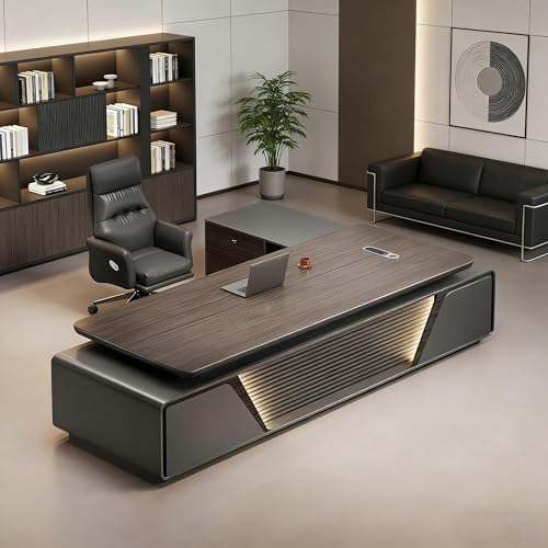 L Shaped Executive Desk with Drawers & Storage, Modern Wood Executive Office Desk Computer Table for Home Office Furniture Setup, Management Workstation for Workplace or Office(B-Left, L2.8M/110IN) by Unknown