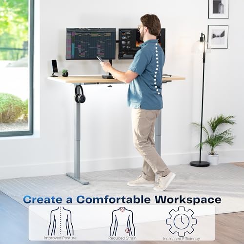 VIVO Light Wood 60 x 24 in Standing Desk, DESK-KIT-1G6C - Image 4