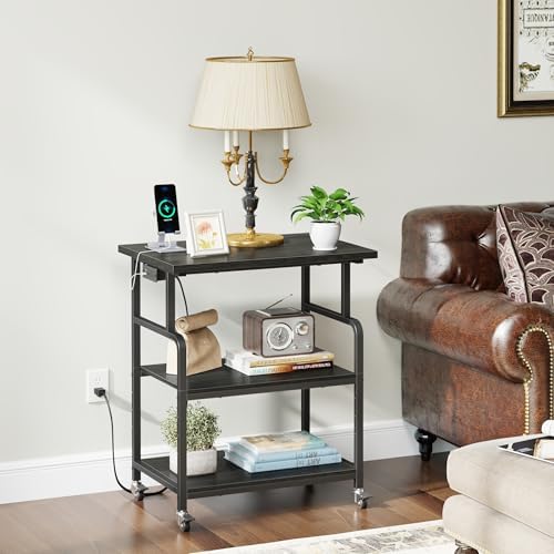YAOHUOO 3 Tier Large Printer Stand with Power Outlet/Adjustable Shelf - Image 6