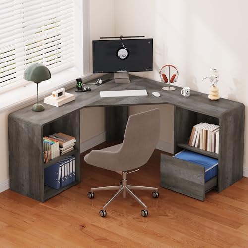 59'' Reversible L-Shaped Computer Desk, Grey by Homiflex
