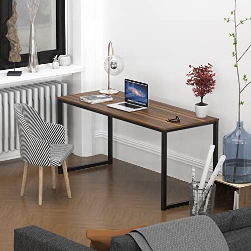 SHW Mission 55-Inch Home Office Computer Desk, Walnut - Image 2