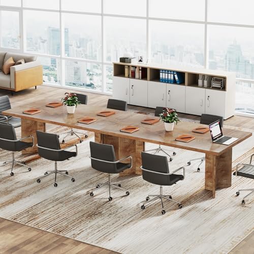 Tribesigns 63-inch Executive Desk, Vintage Home Office Computer Desk with Large Tabletop, Farmhouse Wood Writing Conference Table Workstation for Office, Study, Light Oak Brown - Image 5