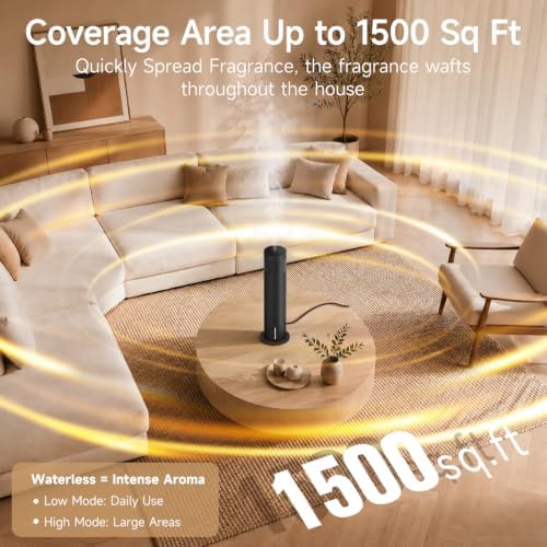 Smart Waterless Scent Diffuser with 4 Essential Oils Kit, 1500 Sq.ft for Large Room Home Office Hotel SPA, Luxury Metal Cold-Air Aromatherapy Diffuser Machine, Remote Control & APP & Timer - Image 2