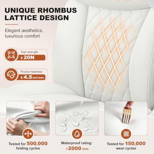 Leather Office Chair, White Computer Desk Chair with Dual Back Support - Image 3
