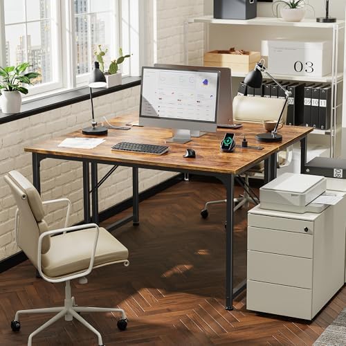 PRAISUN 40 X 20 Inch Computer Desk, Power Outlets, USB-C, Rustic Brown - Image 2