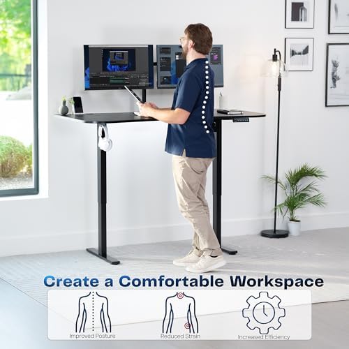 VIVO Black Carbon Fiber 63 x 32 in Standing Desk, DESK-KIT-1B1R - Image 4