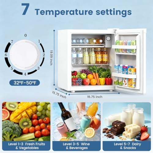 Electactic 1.3 Cu.Ft Mini Fridge, Single Door Compact Refrigerator - Image 3