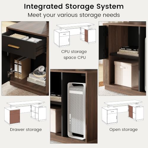 ModernMate L Shaped Electric Executive Standing Desk with Drawers & AC/USB - Image 4