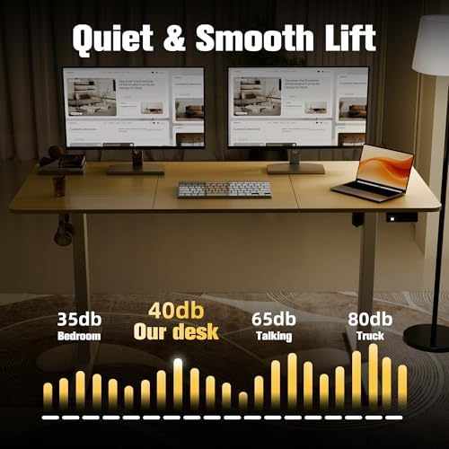 ERGOMAKER 55"x24" Standing Desk, Adjustable Sit-Stand Home Office, Oak - Image 6