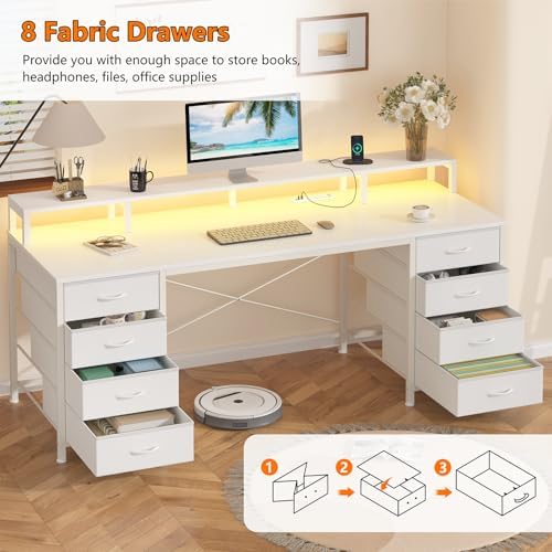 60" Computer Desk with 8 Drawers & Monitor Stand for Home Office, Bedroom - Image 3
