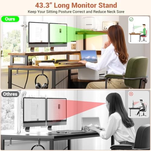Aheaplus 59" Gaming Desk with RGB LED & Power Outlet &PC Case/Printer Stand - Image 6