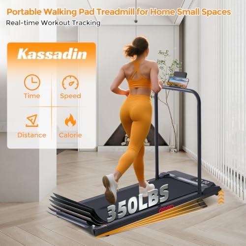 KASSADIN Electric Walking Pad Treadmill with Handle Bar Incline for Home, Portable Walking Pad Treadmill with Handles for Home Small, 3.0HP Mini Under Desk Treadmill for Exercising, 0.6-7.6MPH, 350LB - Image 5