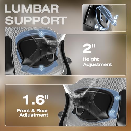 ELABEST X100 Ergonomic Mesh Office Chair with Footrest, Big and Tall Hone Desk Chair with 5D Flip-Up Arms, Adjustable 3D Lumbar Support,Gaming & Executive Computer Chairs - Image 6