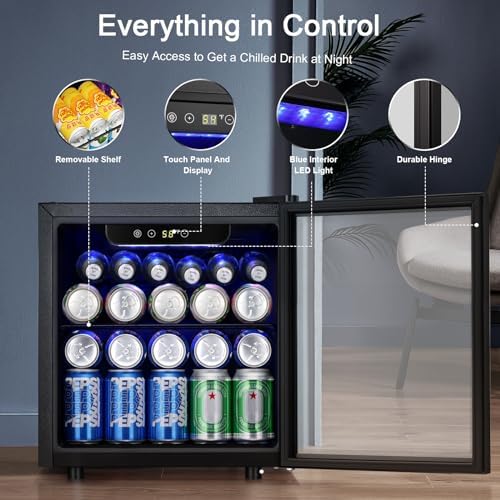 Antarctic Star 12 Bottle/48 Can Beverage Refrigerator, Wine Cooler/Cabinet, Mini Drink Fridge, Clear Front Glass Door Counter Top Red Cellar Beer Soda Bar Quiet Compressor Freestanding 1.3 cu.ft. - Image 5