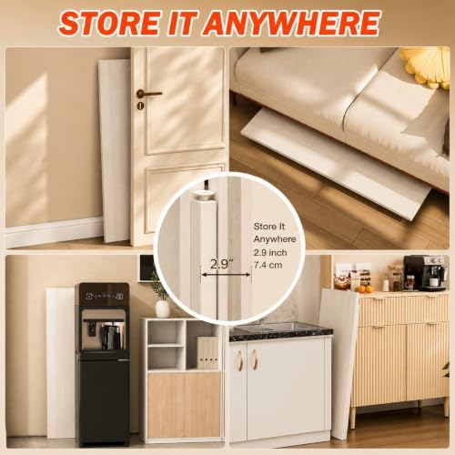 Folding Table Computer Desk - 43.3" No Assembly Folding Desk Design and Foldable Office Desk, Small Desk for Bedroom, Compact Storage Portable Use for Dorm and RV Small Space, White Ash - Image 4