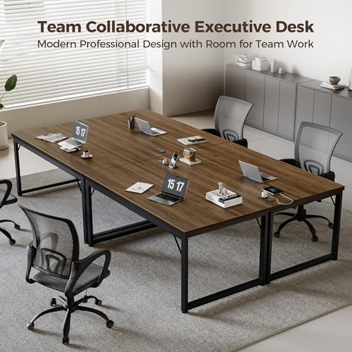 Mericonia 54 Inch Computer Desk with Power Outlets, 1.2" Thick Office Table - Image 6