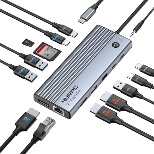 Laptop Docking Station 3 Monitor 4K, 14-in-1 USB C Docking Station by 4URPCTechnologies
