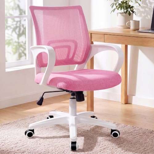 NEO CHAIR Office Computer Chair Ergonomic Mid-Back Mesh Desk Chair, Pink by NEOCHAIR