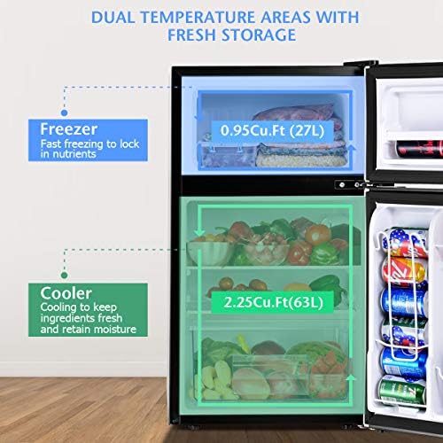 COSTWAY 3.2 Cu.ft. Mini Fridge with Freezer for Bedroom, Dorm, Office - Image 4