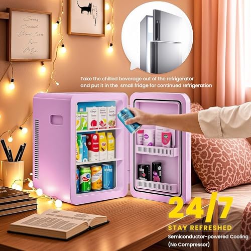 Kikihouse 22L/30Cans Mini Fridge for Bedroom, Portable Cooler & Warmer - Image 5