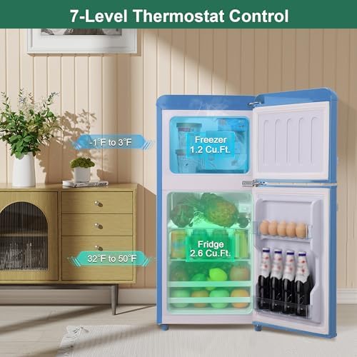 Retro Mini Fridge with Freezer 4.0 Cu. Ft, Small Refrigerator Dual Door - Image 3