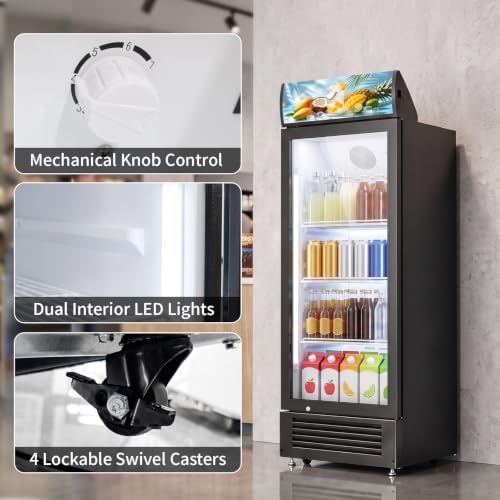 Erivess 6 Cu.Ft Commercial Refrigerators with Double-Tempered Glass Door - Image 5