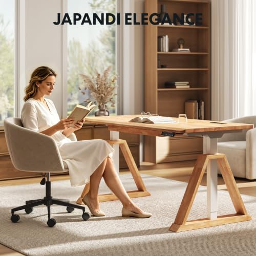 FLEXISPOT 63" WoodiX Solid Wood Executive Standing Desk with Drawer, Maple - Image 3