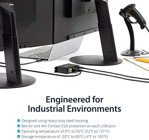 StarTech 4-Port Industrial USB 2.0 Hub, Metal, Expander, TAA (ST4200USBM) - Image 3