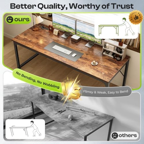 PRAISUN 70 x 24 Inch Computer Desk with Power Outlets & USB-C, Rustic Brown - Image 5