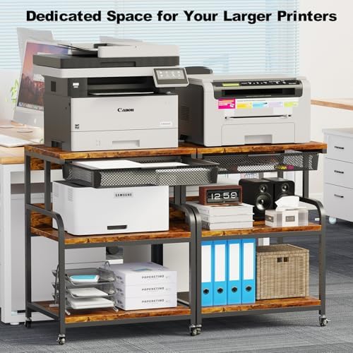 EasyCom 23.6"×18.9" Extra Large Printer Stand with Drawer & Wheels - Image 2