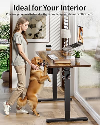 BIZUM Electric Standing Desk 60 x 24 Inch Computer Desk-Gaming Desk Dark Walnut Home Office Desks Height Adjustable Memory Stand Up Computer Workstation - Image 5