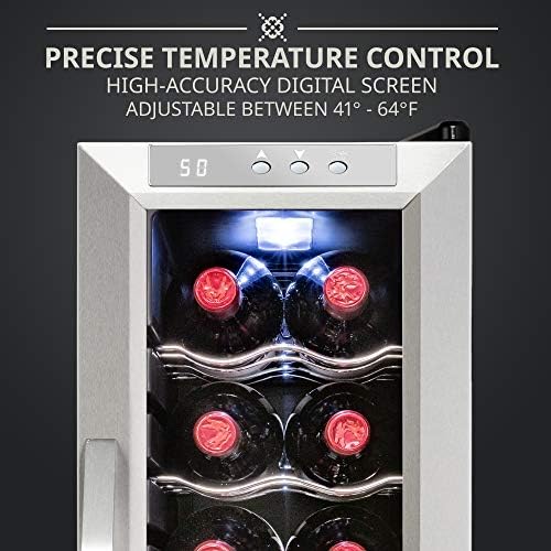 Ivation 12 Bottle Compressor Wine Cooler, Stainless Steel Fridge w/Lock - Image 6