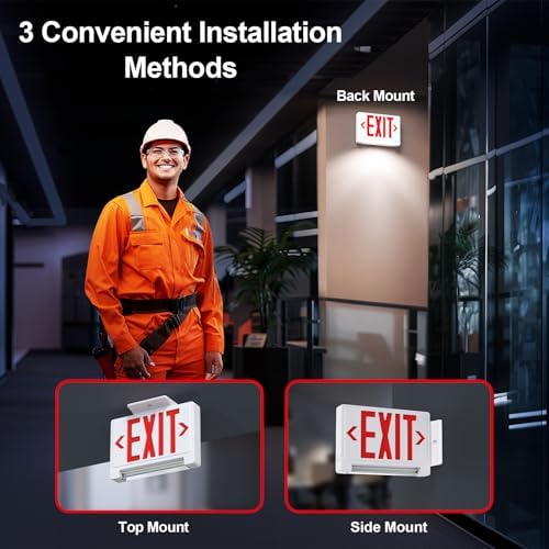 Exit Signs with Emergency Lights Battery Backup, UL Listed Double-sided Exit sign with Adjustable Light Pipe, Hardwired Compact Commercial Lighted Exit Sign, 120/277V Top/Side/Wall Mount (4 Pack) - Image 5