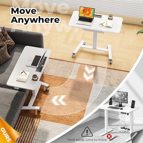 40"×20" Mobile Desk with Drawer, Rolling Desk with Storage - Image 4