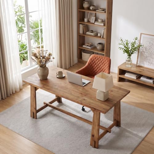 LITTLE TREE 63" Long Large Wood Desks, Farmhouse Office Desk - Image 7