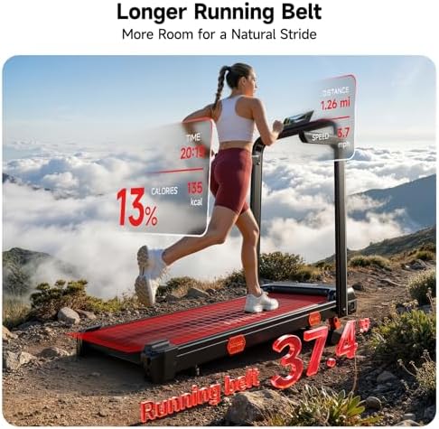 RHYTHM FUN Incline Walking Pad with Handle Bar, 37.5" Runng Belt, 300 LBS - Image 6
