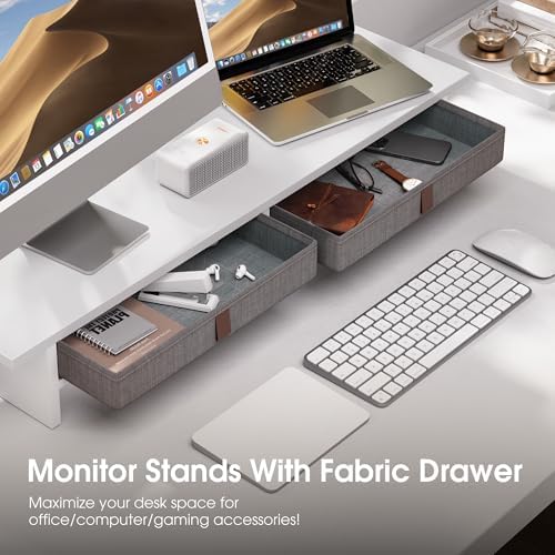 Fenge 35 Inch Monitor Stand with Drawer Storage, Computer Riser for Desk - Image 4