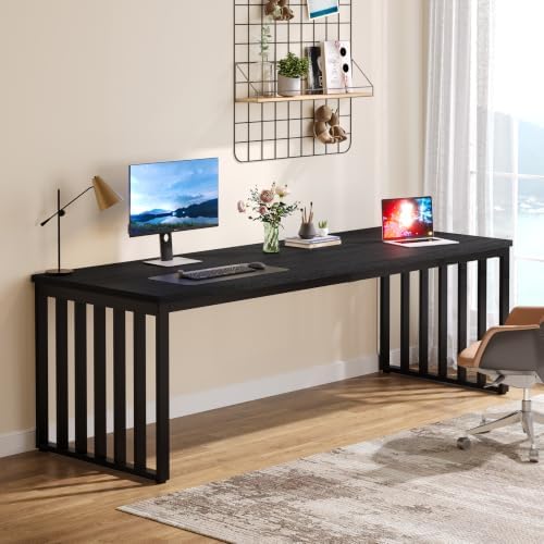 Tribesigns 78.74" Extra Long Computer Desk for 2 Person, Double Long Desk with Heavy Duty Metal Frame, Double Workstation Study Table for Home Office (Without Chair) (Black) by Tribesigns