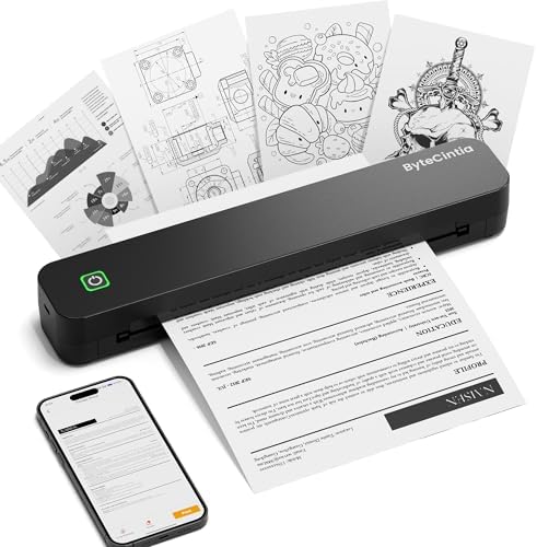 C80 Portable Printers Wireless for Travel, Inkless, Black by ByteCintia