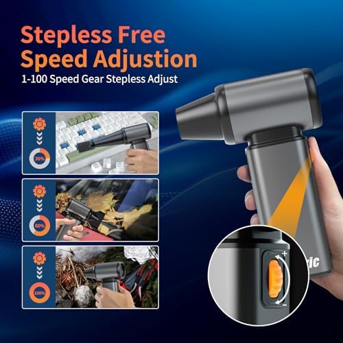 Compressed Air Duster, Stepless Speed Electric Air Duster, Metal Shell Air Blower with Brushless Motor, 120000 RPM Keyboard Cleaner Replaces Canned Air for Outdoors, Car, Home Cleaning - Image 2