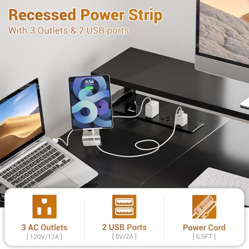 Aheaplus L Shaped Desk with File Drawer, Reversible L Shaped Gaming Desk - Image 3