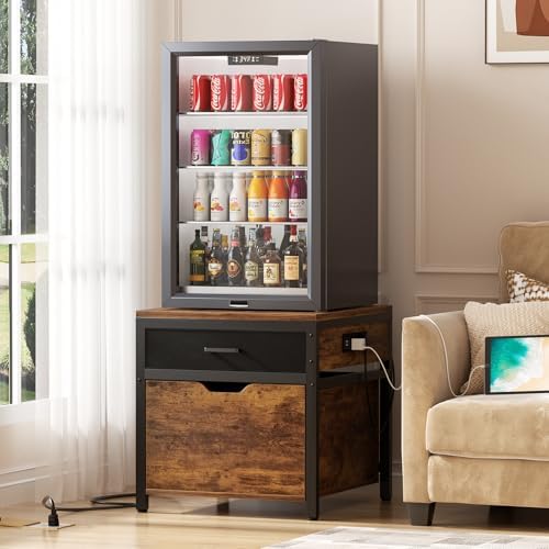 Unikito Mini Fridge Stand with Storage Drawer and Power Outlet - Image 6