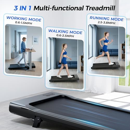 Superun Walking Pad with 6% Incline, Under Desk Treadmill, 3 in 1 Portable Treadmills for Home with Remote Control LED Display, 2.5 HP Quiet Mini Treadmill for Office Home Use, 300 Lbs Capacity - Image 4