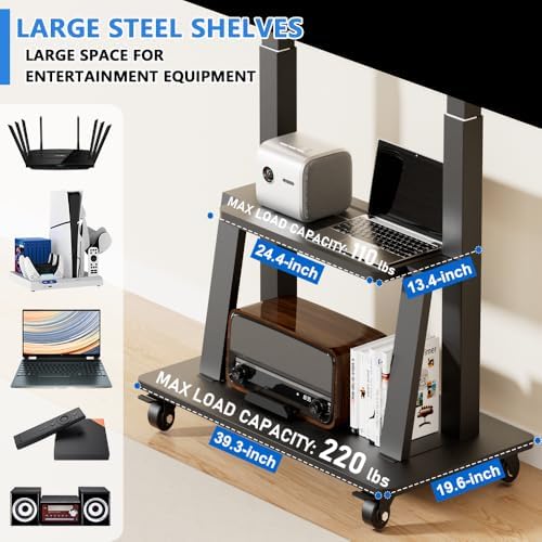Rolling TV Stand on Wheels for 42 to 100 inch TV - Image 5