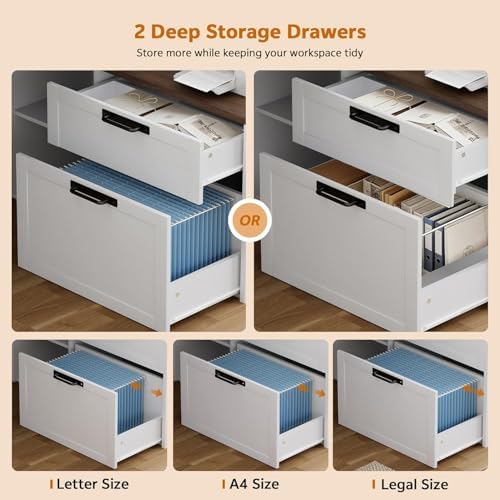67" L Shaped Standing Desk with Drawers Electric Corner Desk White - Image 5