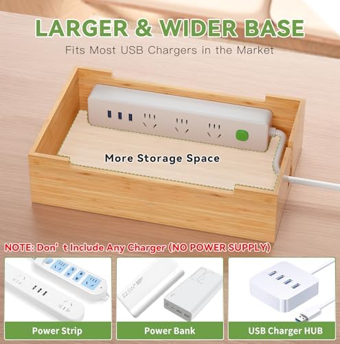 Pezin & Hulin Bamboo Charging Station-Natural, (No USB Charger and Cables) - Image 5