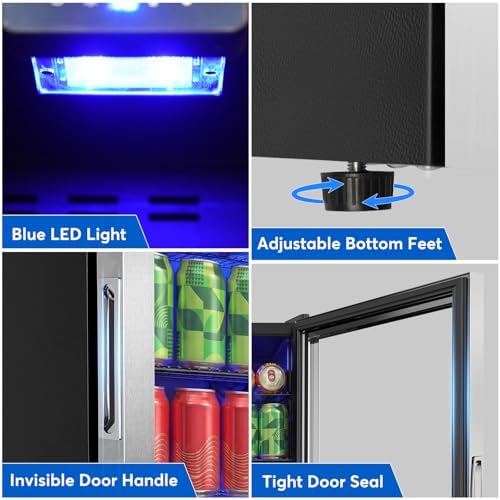 FoMup 20 Inch Beverage Refrigerator 150 Can with Glass Door – Mini Drink Cooler with Reversible Door, Safety Lock & Temperature Control, Small Fridge for Beer Soda Wine, Compact for Dorm Office Hotel - Image 7
