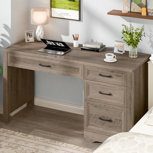 Vabches Farmhouse Executive Desk with Storage and Ample File Drawer, Rustic Large Home Writing Desk for Bedroom, Grey - Image 3