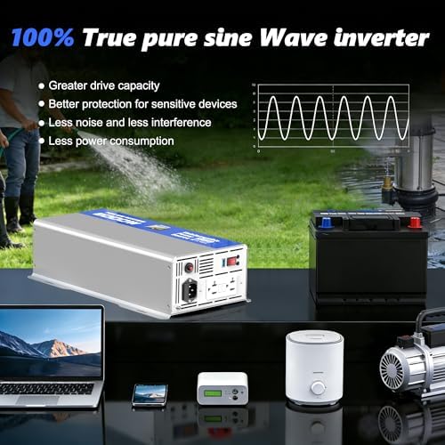 2000W Sump Pump Battery Backup System, Back Up System Pure Sine Wave Power Inverter for Emergency and Power Outage with LCD Display Auto Switching for Grid and Battery - Image 6